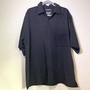 Men's 1XT Bruno Sueded Microfiber Black Button Down Short Sleeve